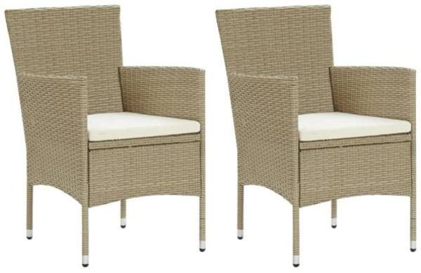 vidaXL Garten-Essstühle 2 Stk. Poly Rattan Beige 310553