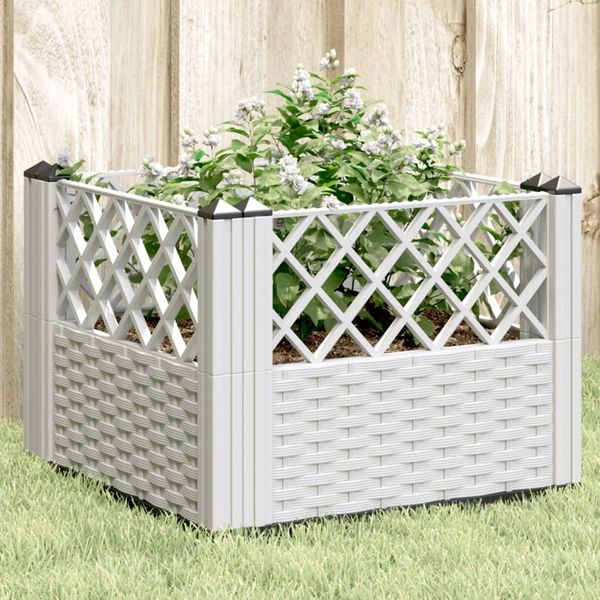 vidaXL Pflanzkasten mit Erdspießen Weiß 43,5x43,5x43,5 cm PP 368010