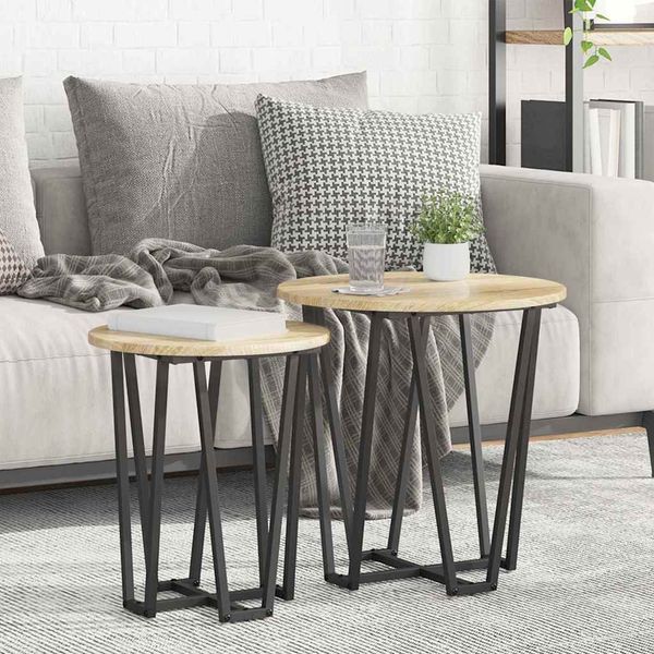 vidaXL Beistelltisch-Set 2 pcs Sonoma Eiche und Schwarz 869721