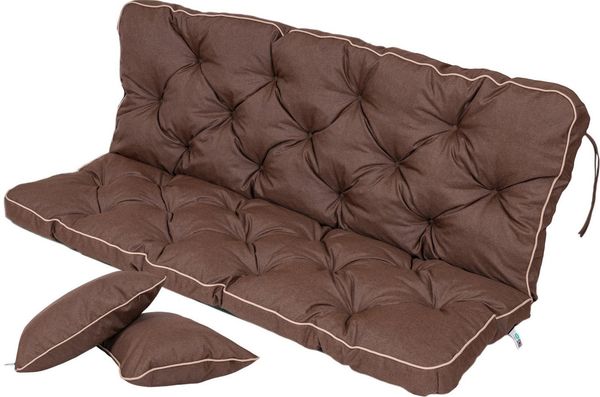 TexDeko Auflagekissen Ecolen Gartenbankauflage für Hollywoodschaukel mit Rückenlehne, (1x Gartenbankauflage für Hollywoodschaukel + 2x Kissen), UV-Beständig