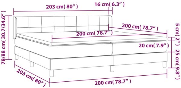 Boxspringbett mit Matratze Stoff Creme 200x200 cm, Härtegrad: H2 [3130302] Bild 7