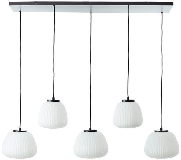 Brilliant Pendelleuchte Kaizen, ohne Leuchtmittel, 150 x 125 x 48 cm, 5 x E27, kürzbar, Riffelglas