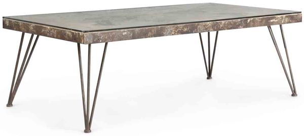 Couchtisch Atlantique aus Stahl mit Glasplatte