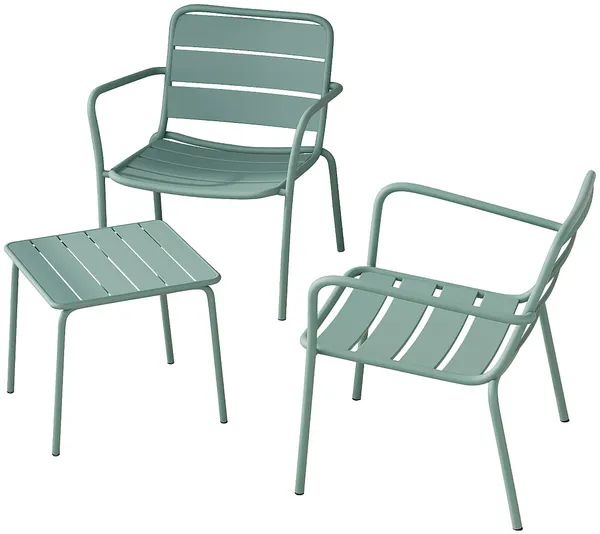 Vente-unique - MIRMANDE Gartensitzgruppe Metall Grün - B 45 cm67,5 cm x H 41,5 cm71,5 cm x L 45 cm60 cm