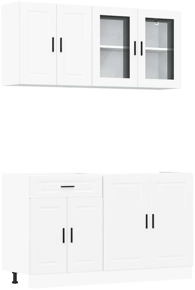 4-tlg. Küchenschrank-Set, Küchenmöbel Weiß Holzwerkstoff