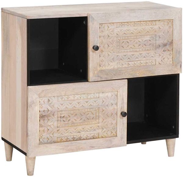 vidaXL Sideboard Bleached White 80 x 33 x 75 cm Massivholz Mango 4018143