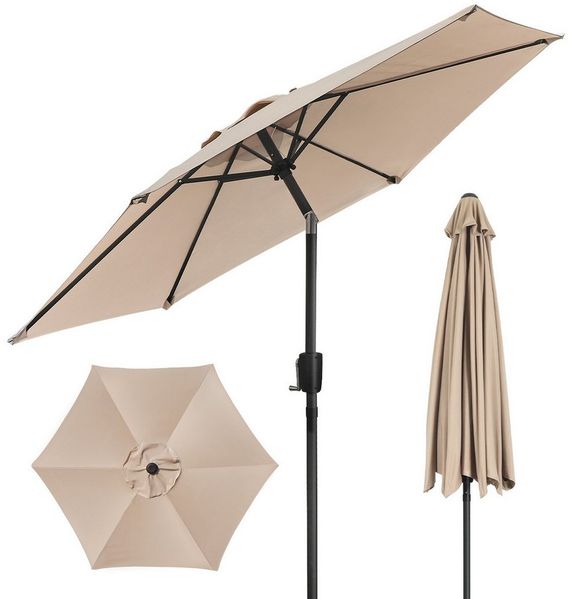 Puluomis Sonnenschirm Balkonschirm Gartenschirm Neigbar 225cm UPF 30+ mit Kurbel, rostschutzbeschichtet wasserdicht