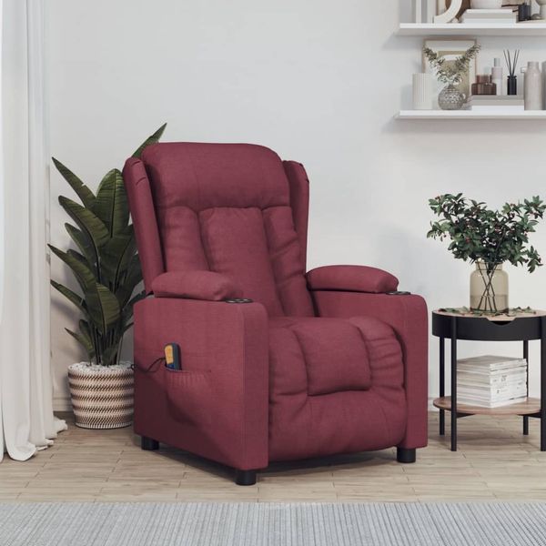 vidaXL Massagesessel Weinrot Stoff 339061