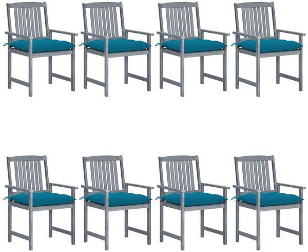 vidaXL Gartenstühle mit Kissen 8 Stk. Massivholz Akazie Grau 3078253