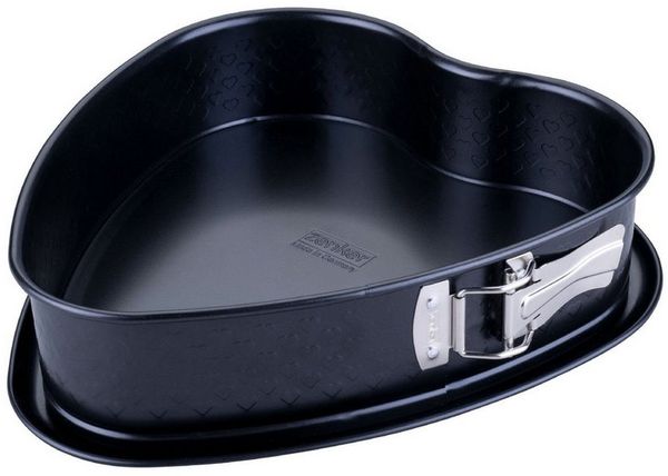 Zenker Herzspringform Ø25 cm – Backform mit Herz-Prägung, PFAS-frei, Ideal für Valentins- und Muttertag, Made in Germany, Schwarz