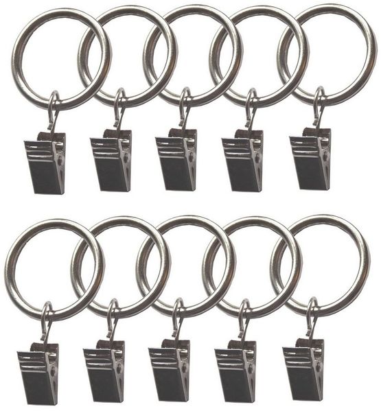 BASIT Gardinenring Metallringe mit Metallklemmen C18, für 19 und 20 mm Gardinenstangendurchmesser geeignet, (10-St)