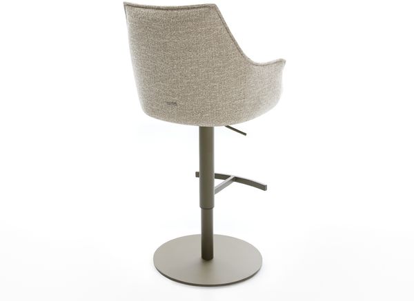 Barstuhl Alja-Flex Webstoff Soft Beige Drehfuß höhenverstellbar Metall Titanfarben Taschenfederkern Bild 5