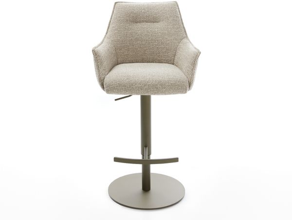 Barstuhl Alja-Flex Webstoff Soft Beige Drehfuß höhenverstellbar Metall Titanfarben Taschenfederkern Bild 2