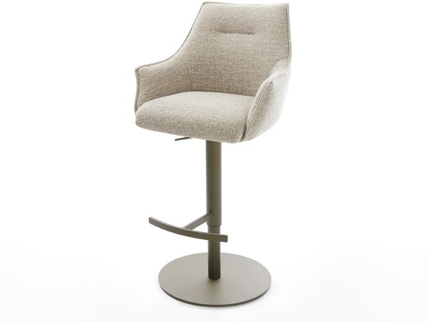 Barstuhl Alja-Flex Webstoff Soft Beige Drehfuß höhenverstellbar Metall Titanfarben Taschenfederkern