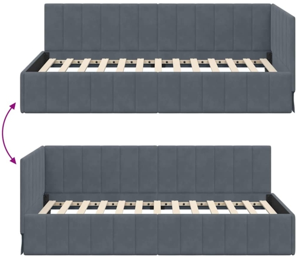 vidaXL Eckbettgestell mit Kopfteil Dunkelgrau 90 cm x 190 cm Stoff 42016298 Bild 8