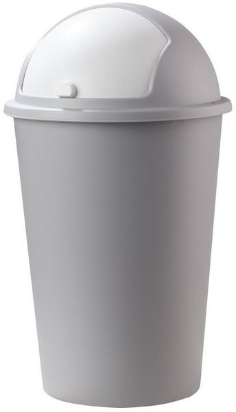 Home4You Mülleimer Abfalleimer 50 Liter, Silbergrau, Weiß, Kunststoff