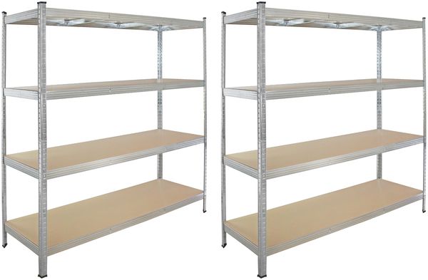 2x Schwerlastregal 180x160x60 cm Traglast 1000 kg Steckregal Lagerregal Kellerregal Werkstattregal