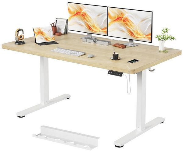 HOMALL Schreibtisch Tisch mit Speicherfunktion und Sitzpausen-Erinnerung, 18 mm dick (Maße 140x70/160x80,6-Tasten-Handsteuerung mit LED-Anzeige,mit Kabelmanagement, ideal für Homeoffice und Büro)