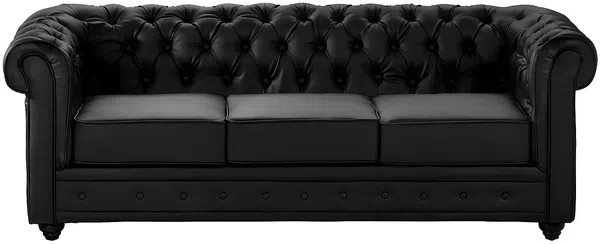 Vente-unique - CHESTERFIELD Couchgarnitur Kunstleder Schwarz - B 88 cm x H 72 cm x L 165 cm205 cm Bild 2