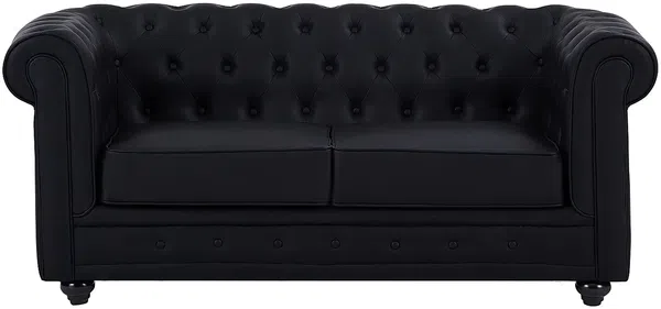 Vente-unique - CHESTERFIELD Couchgarnitur Kunstleder Schwarz - B 88 cm x H 72 cm x L 165 cm205 cm Bild 3