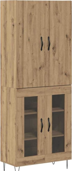 vidaXL Highboard 2 pcs Artisan-Eiche Ingenieurholz und Glas 3403166