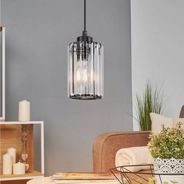 Nettlife Pendelleuchte Kristall Esstisch Schwarz Modern 1/3/4 Flammig E27 Hängeleuchte, LED wechselbar, Esszimmerlampe für Wohnzimmer Schlafzimmer Küche