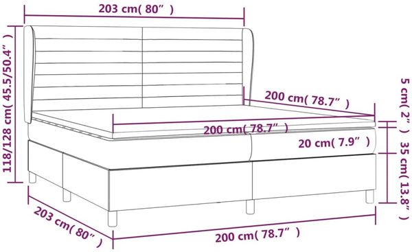 Boxspringbett mit Matratze Stoff Blau 200x200 cm, Härtegrad: H2 [3128075] Bild 7