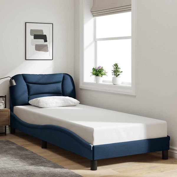 vidaXL Bettgestell ohne Matratze "Hvar" Blau 90x190 cm Stoff 3207743