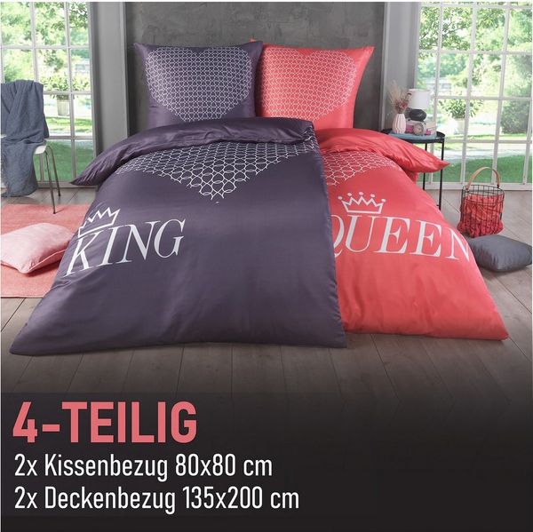 Kuscheli Partnerbettwäsche 2x 135x200 + 2x 80x80 cm atmungsaktiver Bettbezug, Partner Bettwäsche, Mikrofaser, 4 teilig, Für Allergiker geeignet, pflegeleicht, angenehm weicher Stoff