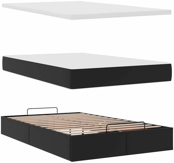 vidaXL Ottoman-Bett mit Matratze Schwarz 120x190 cm Kunstleder 3311293 Bild 8