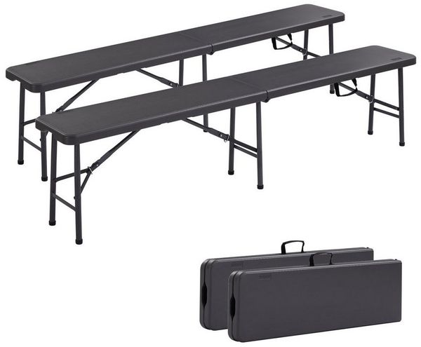Arebos Bierzeltgarnitur 2x Bierbank Faltbank Klappbar I Tragegriff, 183 x 28 x 43 cm, Tragkraft max. 150 kg (je Bank)