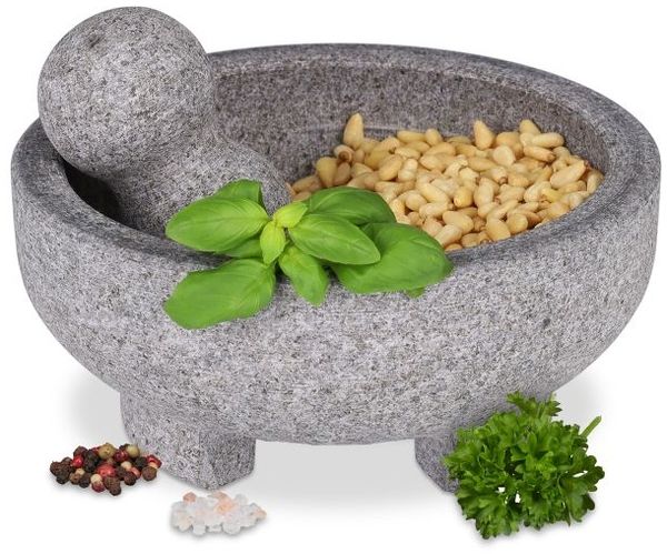 Relaxdays Mörser mit Stößel aus Granit