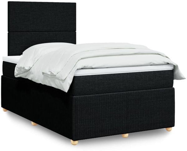 vidaXL Boxspringbett mit Matratze Schwarz 120x200 cm Stoff 3292018
