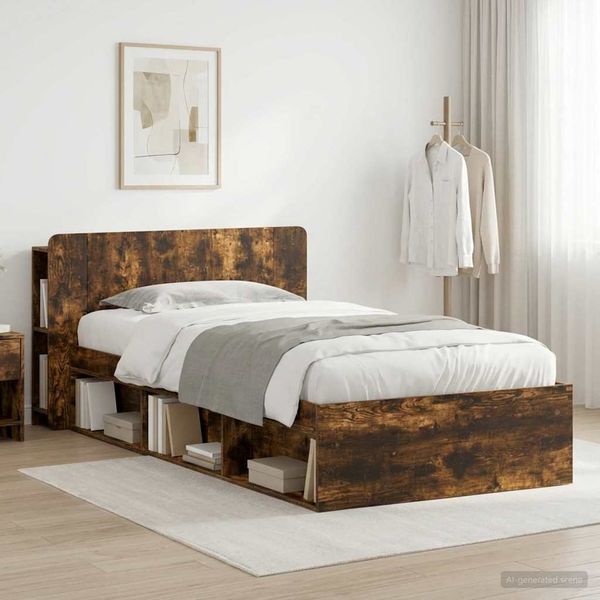 vidaXL Bettgestell mit Stauraum Geräucherte Eiche 90x190 cm 3433332