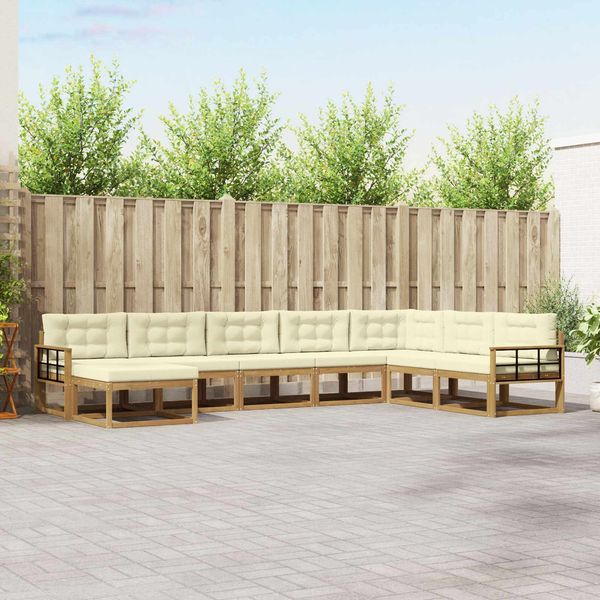 vidaXL Outdoor-Sofagarnitur 8 pcs Weiß und Creme 3386874