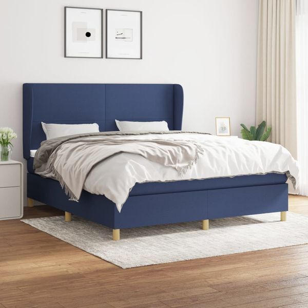 Boxspringbett mit Matratze Stoff Blau 180x200 cm, Härtegrad: H2 [3128387]