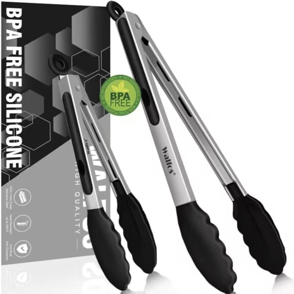 Walfos Küchenzange Grillzange 480°F Hitzebeständig 2er-Set Edelstahl