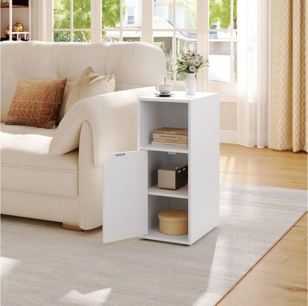 Woltu Nachttisch (2-St), mit offenem Fach und Tür, Verstellbarer Ablage, 25x62x35 cm Bild 3