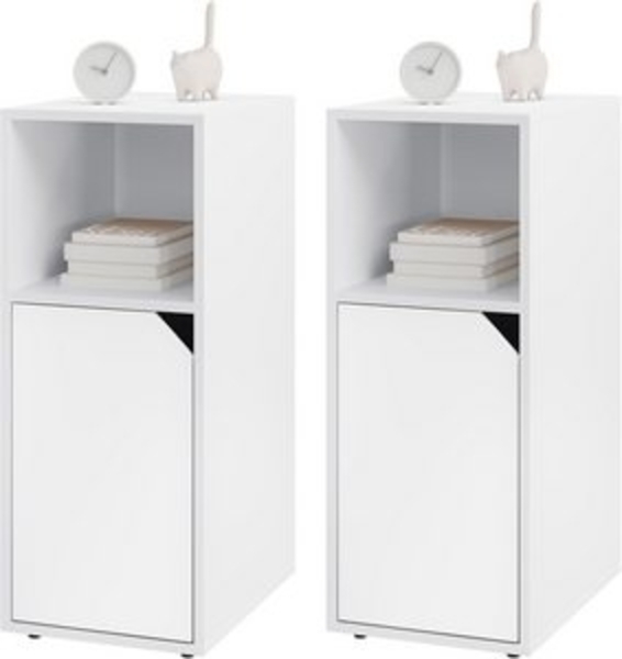 Woltu Nachttisch (2-St), mit offenem Fach und Tür, Verstellbarer Ablage, 25x62x35 cm Bild 6