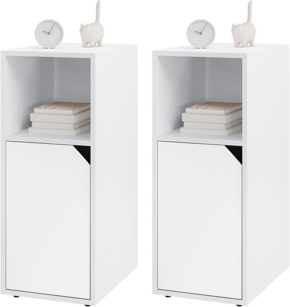 Woltu Nachttisch (2-St), mit offenem Fach und Tür, Verstellbarer Ablage, 25x62x35 cm Bild 5