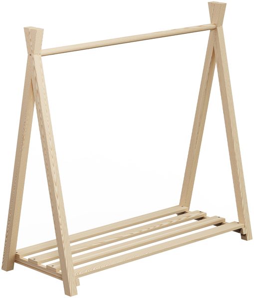 Bellabino 'Ryck' Tipi Kleiderstange, Kiefer Massivholz, natur, 112x48x115 cm, Kindergarderobe mit Schuhablagefläche Bild 2