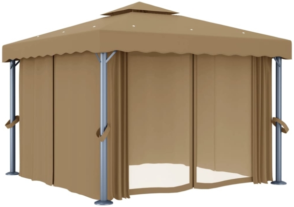 vidaXL Pavillon mit Vorhang 3x3 m Taupe Aluminium 3068557