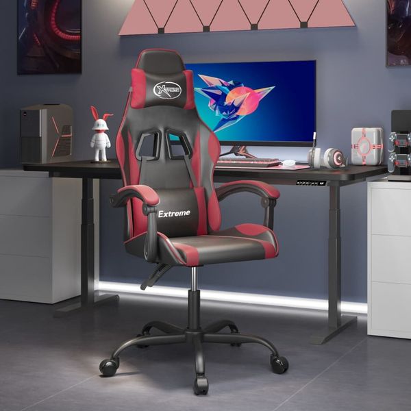 vidaXL Gaming-Stuhl Drehbar Schwarz und Weinrot Kunstleder [349574]
