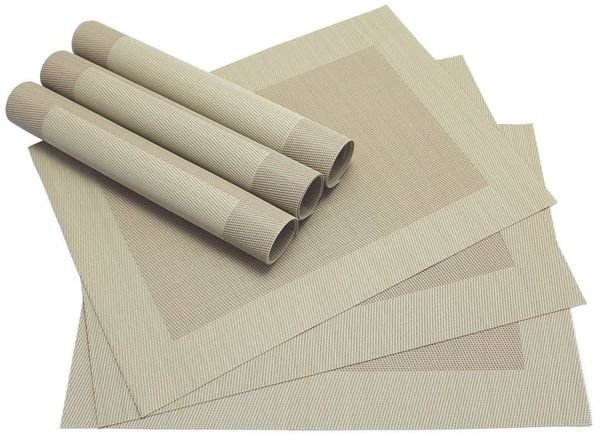 matches21 HOME & HOBBY Platzset Tischset BORDA 6er Beige Tischunterlage als Tischdeko, (6-St), modernes Esstisch Platzdeckchen als abwaschbarer Tischuntersetzer