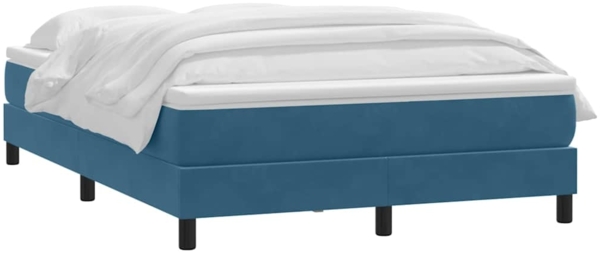 vidaXL Boxspringbett mit Matratze Dunkelblau 140x220 cm Samt 3315973 Bild 2