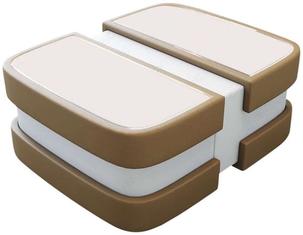 Couchtisch Modell Lederoptik - Kunstleder - sandbeige-weiß