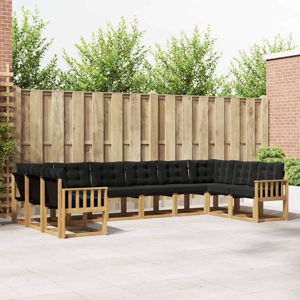 vidaXL Outdoor-Sofagarnitur mit Kissen 10 pcs Weiß und Schwarz 3389906