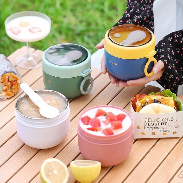 Venkuber Thermobehälter Für Essen Warmhalten 400ml Edelstahl Warmhaltebebehälter, Kinder auslaufsicherer Lunchbehälter mit Löffel