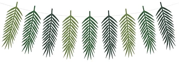 PartyDeco Girlande Aloha - Tropische Blätter 1 25m Garland Papier Grün 1 25 m Junge/Mädchen Erwachsener