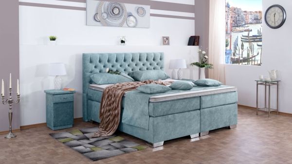 Meisterbetten Boxspringbett Acon 120x220 in DS-Azurro, Matratzenbezug Nano, Ergoflex-Topper Bild 2